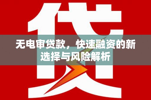 青铜峡无电审贷款，快速融资的新选择与风险解析