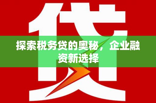 青铜峡探索税务贷的奥秘，企业融资新选择